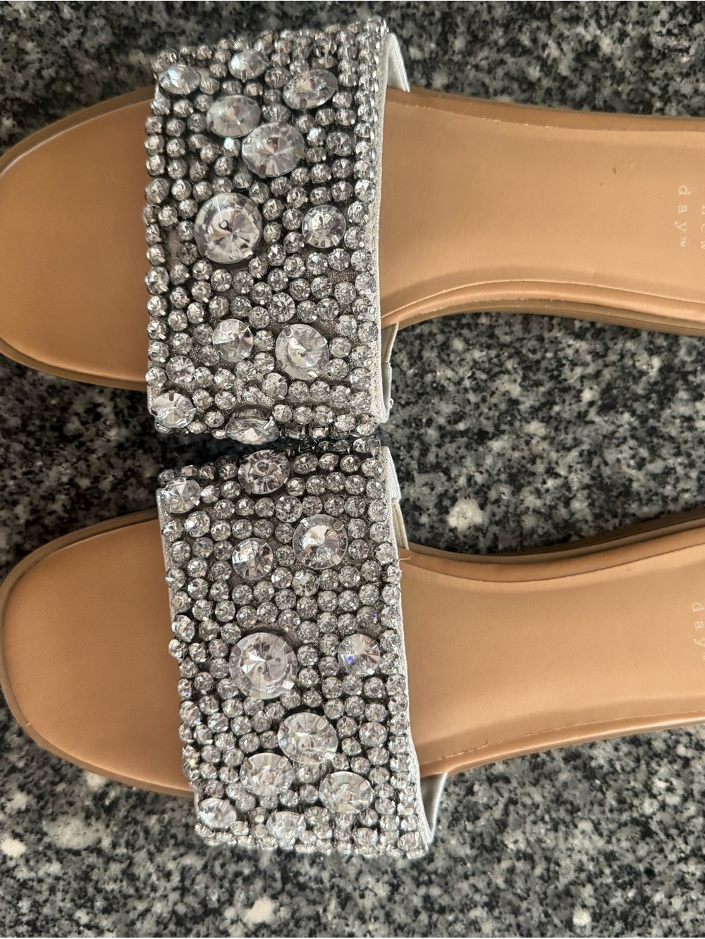 A New Day - Embellished Silver Crystal Slide Sandals - Women
